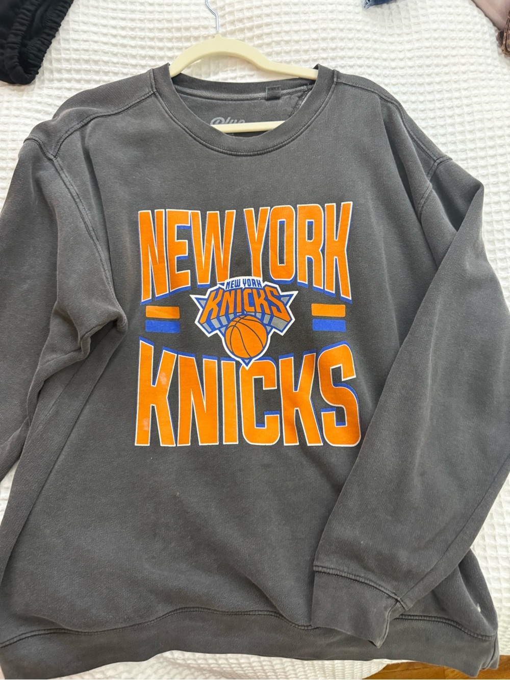 Knicks Sweatshirt - Gray with Orange & Blue Logo